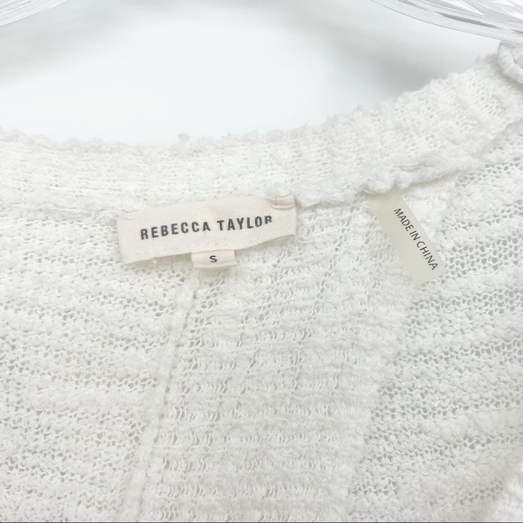 Rebecca Taylor Back Split Open Knit Womens Sweater White Size Small Long Sleeve - Picture 7 of 13
